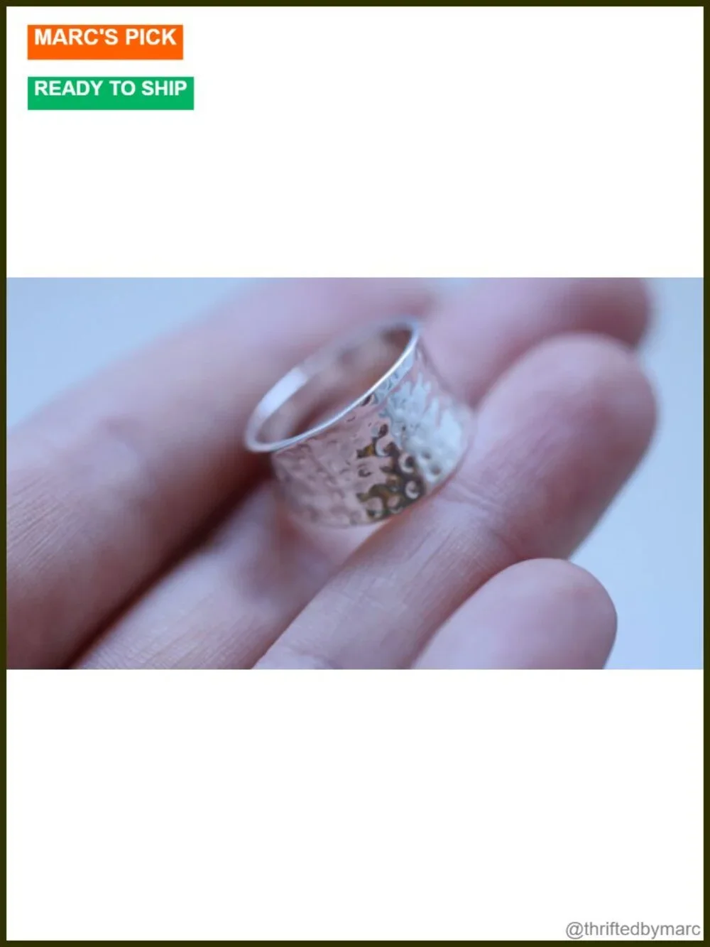 Sterling Silver Hammered Statement Ring Size 5.75 Minimalist